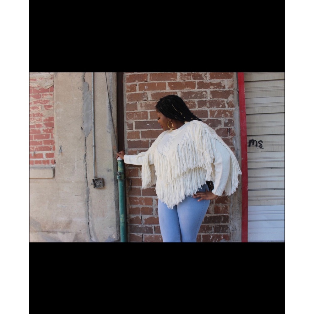 Cream Fringe Sweater